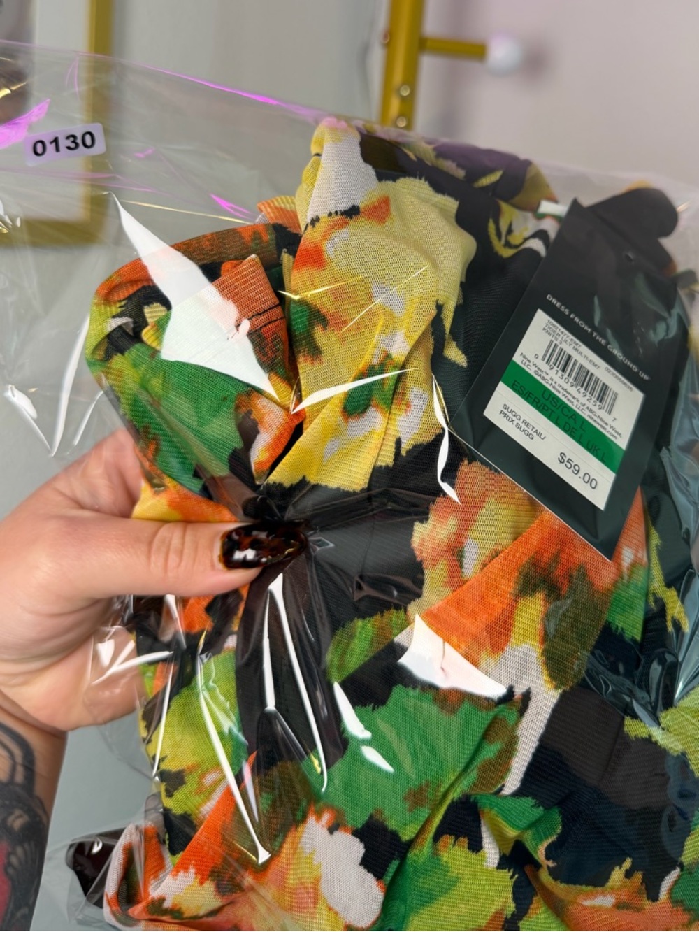 Nine West Black Floral Print Sleeveless Top with Green and Orange Accents Size L - Picture 5 of 5